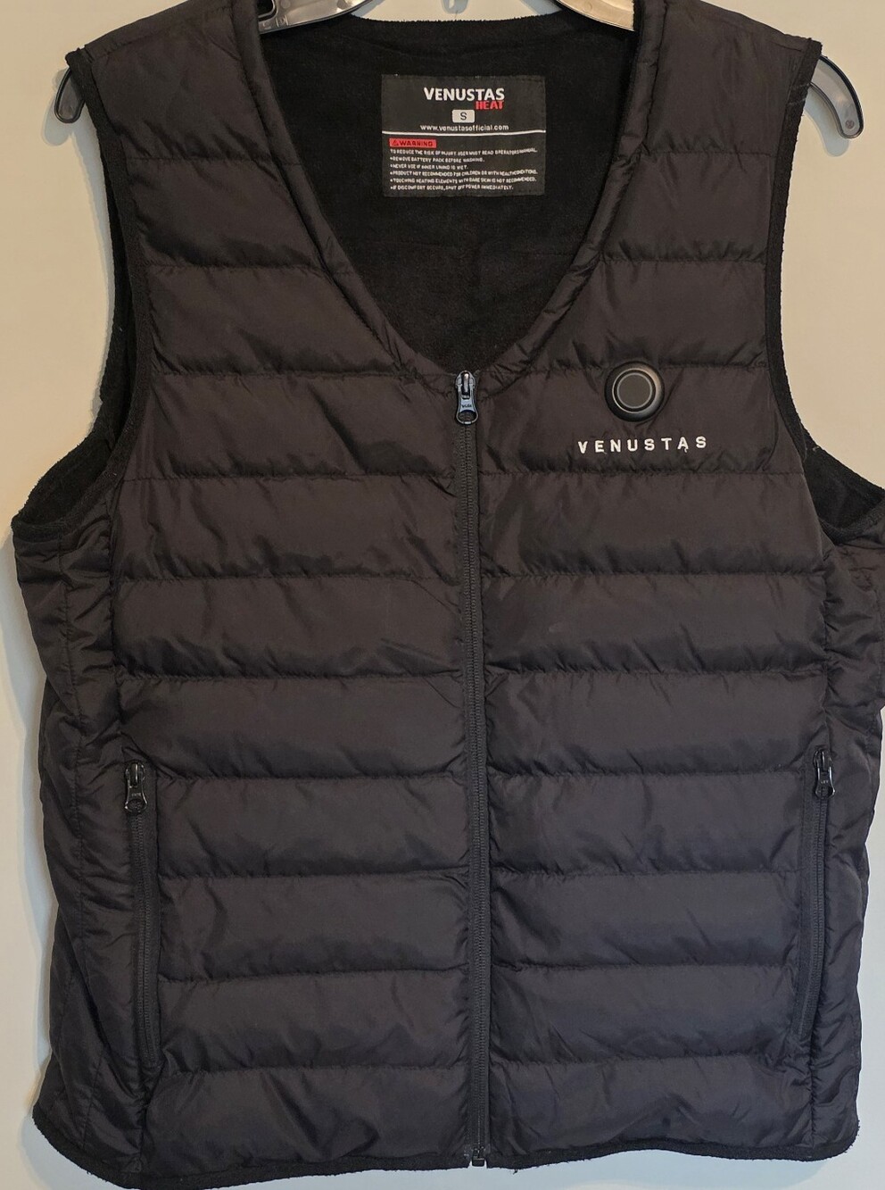 Venustas Heated Puffer Vest Mens S Black Full Zip Outdoor Short Length